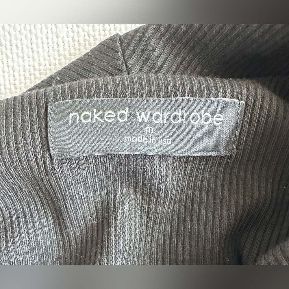 Naked Wardrobe Ribbed Sleeveless Cowl Neck Asymmetrical Crop Top in Black - Picture 9 of 15